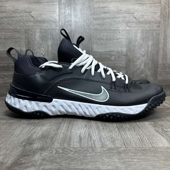 Nike Huarache 9 Elite TF LAX Mens 11 Black White Turf Lacrosse NEW FN0310-002